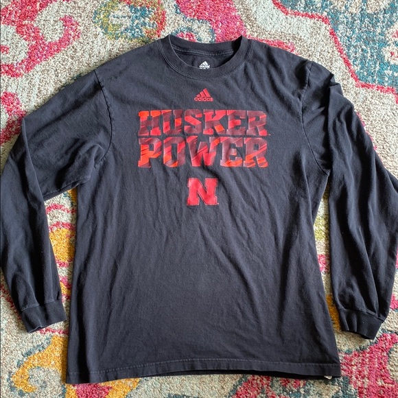 adidas Other - Husker Adidas Black and Red Long Sleeve Tee XL